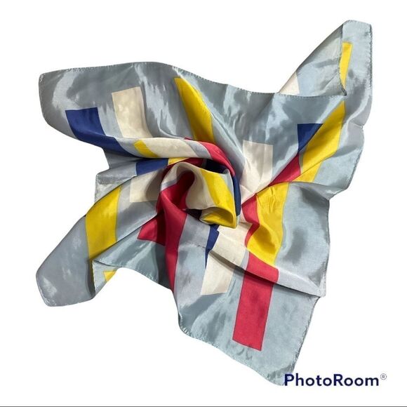 Vintage Abstract Silky Square Scarf - Picture 2 of 6